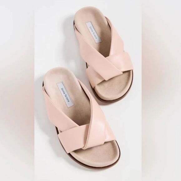 Emme Parsons Size 37 Folded Slide Sandals Blush Pink Nappa Leather Minimalist - Picture 1 of 13